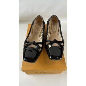 TOD'S GOMMINO BLACK PATENT BALLET FLAT SHOES 7